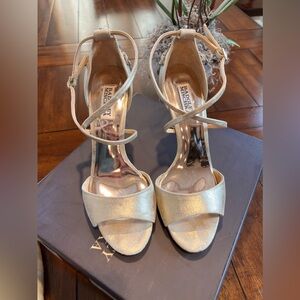 Badgley Mischka Karmen II Gold embellished heels, size 9